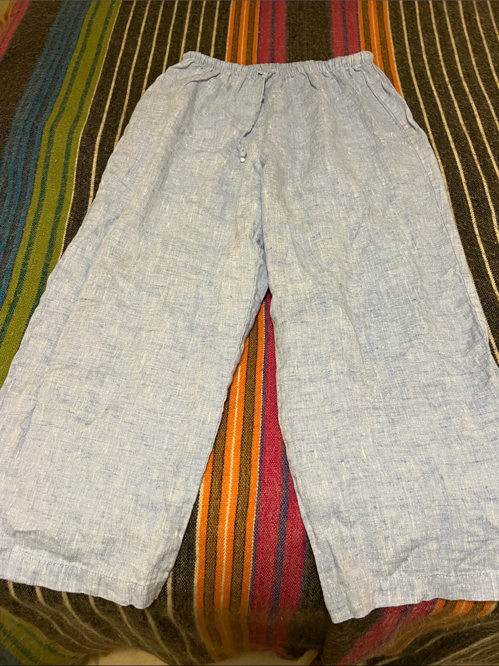 T.Garment. Light Blue Flowy 100% Linen Relaxed Women’s ankle length Pant. Sz L.